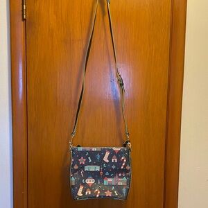 Dooney & Bourke Black Crossbody Bag with Festive Design